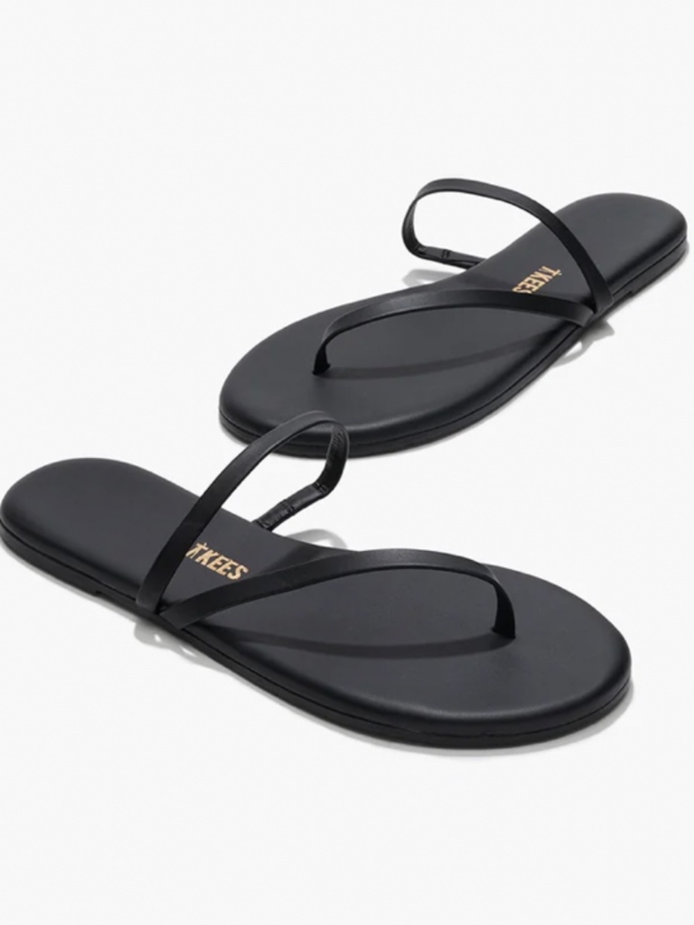 TKEES Sarit Flat Sandal in Black Leather Size 10